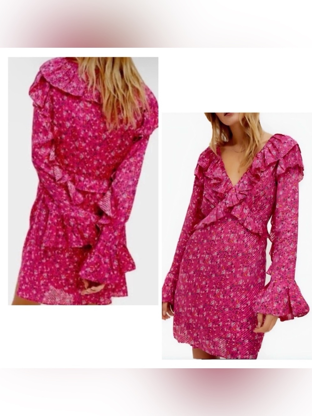 Free People Hot Pink Floral Ruffle Dress for Girls